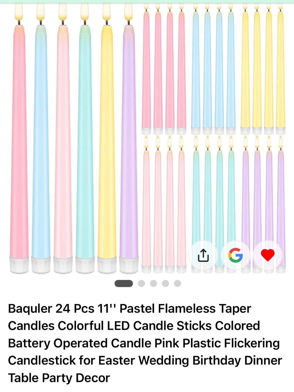 Pastel Flameless Taper Candles - Multicolor (24 Pack)